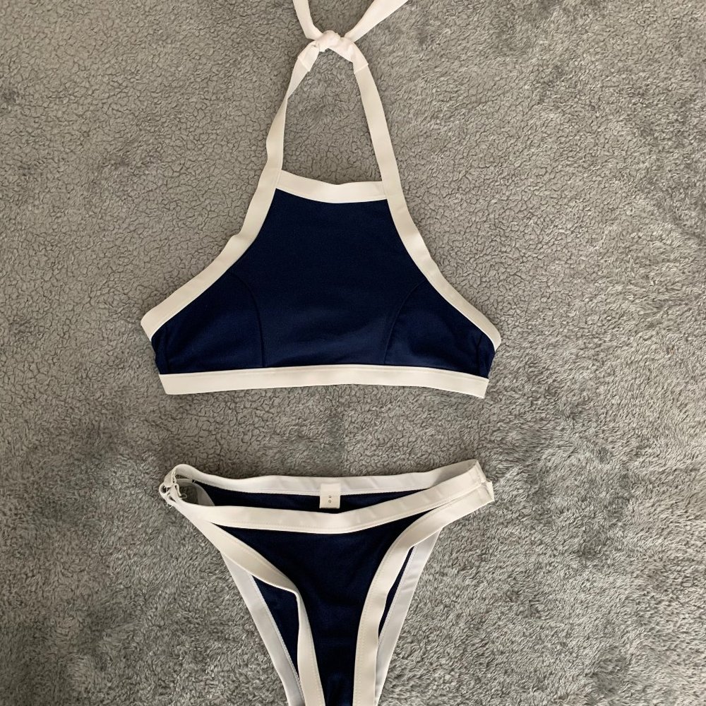 Navy blue with white trim swimsuit